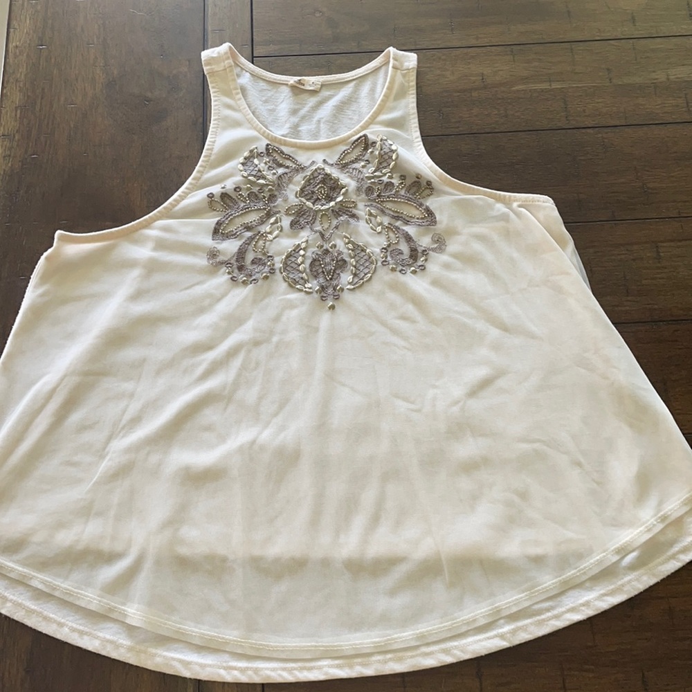 high neck cream top